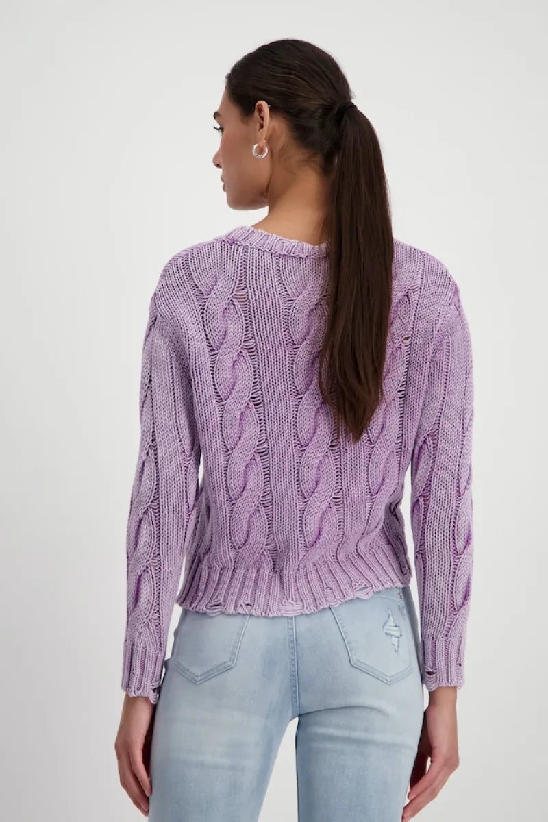 Monari Pullover & Sweatshirts*Pullover mit Zopfmuster lavender rose