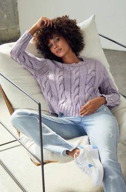 Monari Pullover & Sweatshirts*Pullover mit Zopfmuster lavender rose