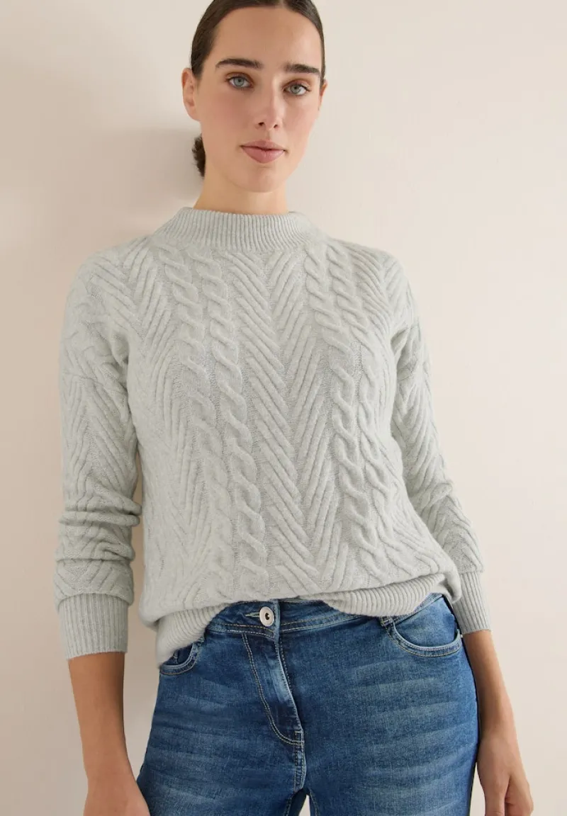 Cecil Pullover & Sweatshirts*Pullover mit Zopfmuster metal grey melange
