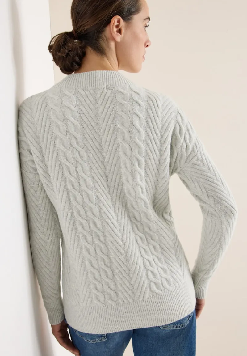 Cecil Pullover & Sweatshirts*Pullover mit Zopfmuster metal grey melange