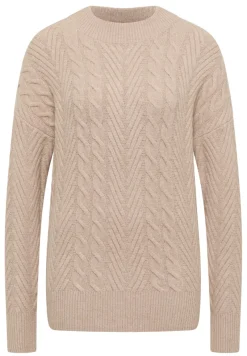 Cecil Pullover & Sweatshirts*Pullover mit Zopfmuster sandalwood beige melange