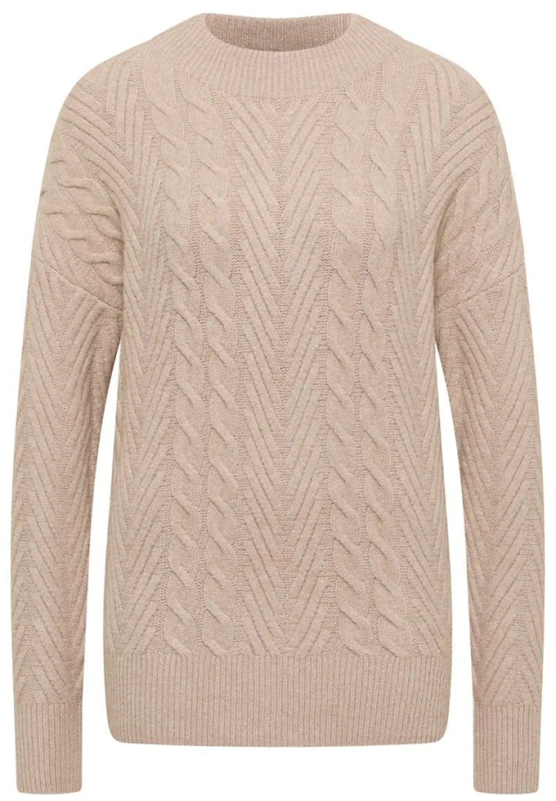 Cecil Pullover & Sweatshirts*Pullover mit Zopfmuster sandalwood beige melange