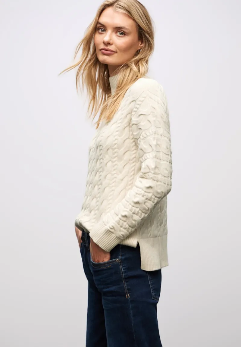 Street One Pullover & Sweatshirts*Pullover mit Zopfmuster soft beige