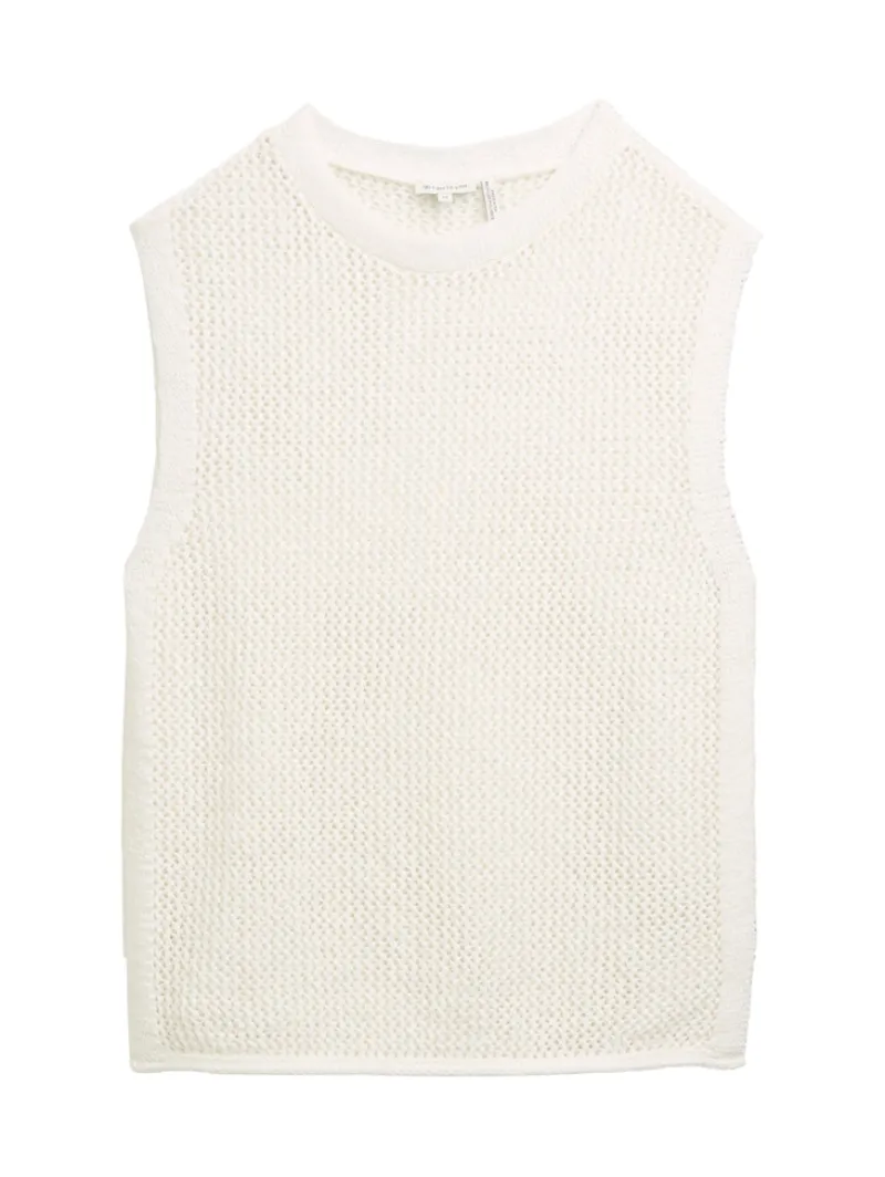 Tom Tailor Shirts*Pullunder mit Lochmuster whisper white