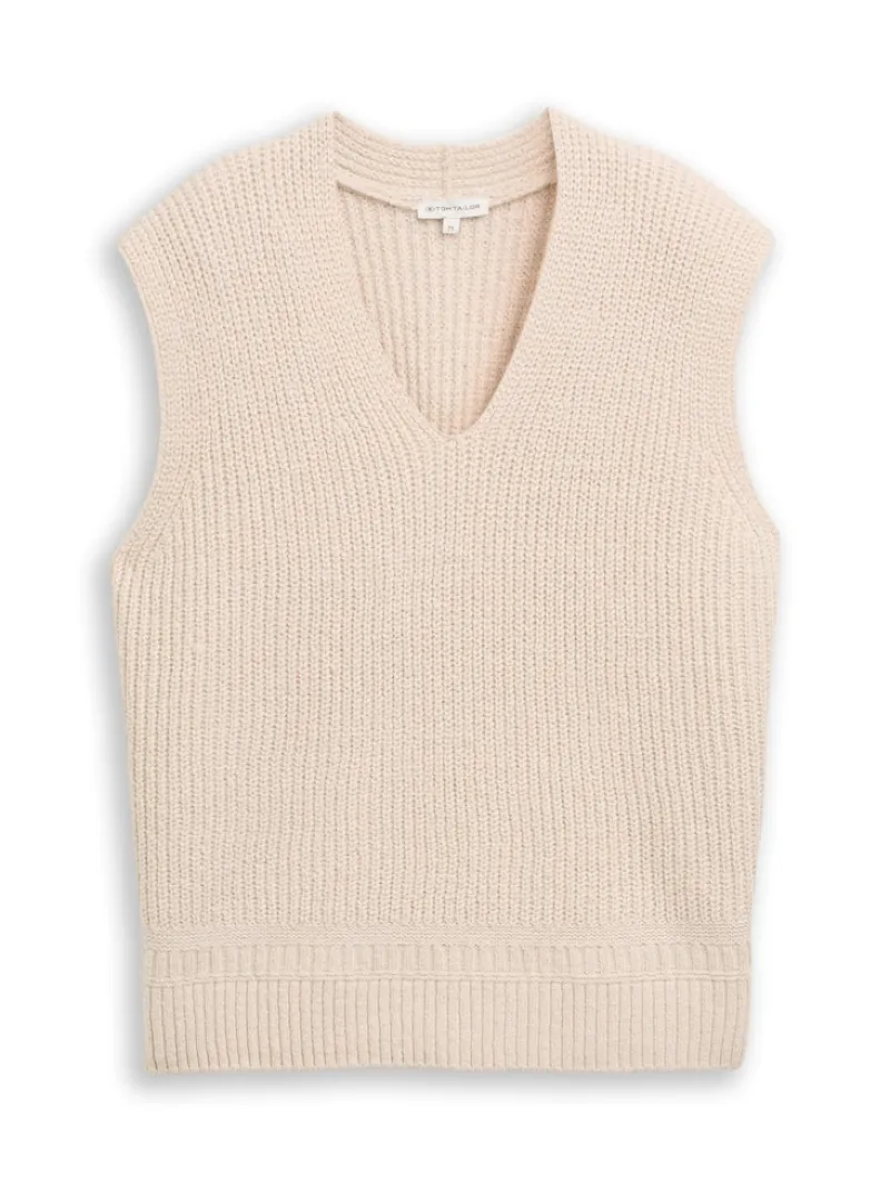 Tom Tailor Pullover & Sweatshirts*Pullunder mit V-Ausschnitt sand stone beige melange