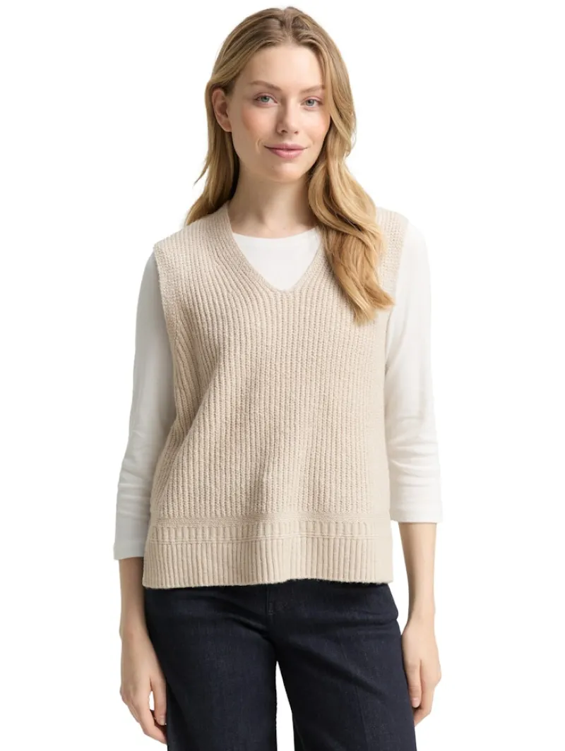 Tom Tailor Pullover & Sweatshirts*Pullunder mit V-Ausschnitt sand stone beige melange