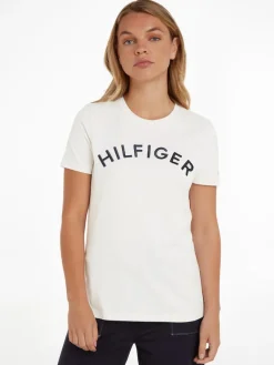 Tommy Hilfiger Shirts*REG HILFIGER VARSITY EMB C-NK SS weathered white