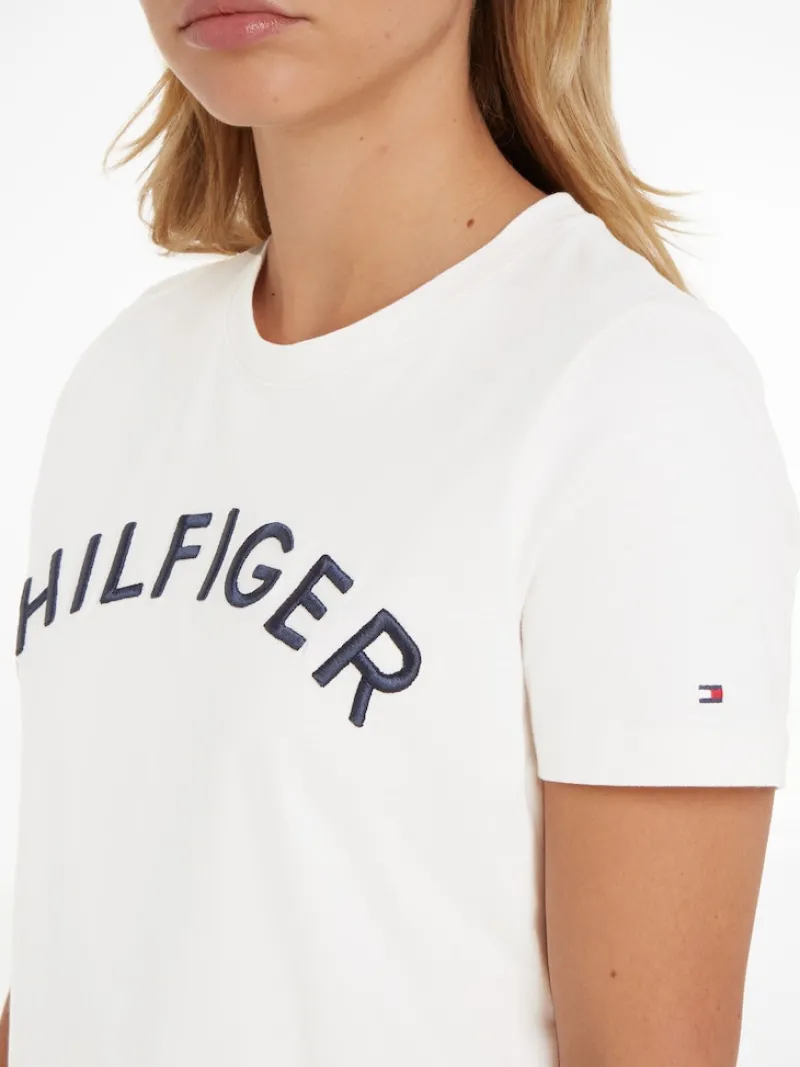 Tommy Hilfiger Shirts*REG HILFIGER VARSITY EMB C-NK SS weathered white