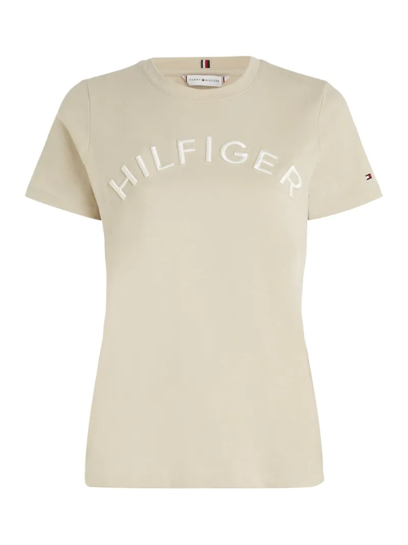 Tommy Hilfiger Shirts*REG HILFIGER VARSITY EMB C-NK SS light sandalwood