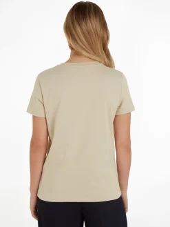 Tommy Hilfiger Shirts*REG HILFIGER VARSITY EMB C-NK SS light sandalwood