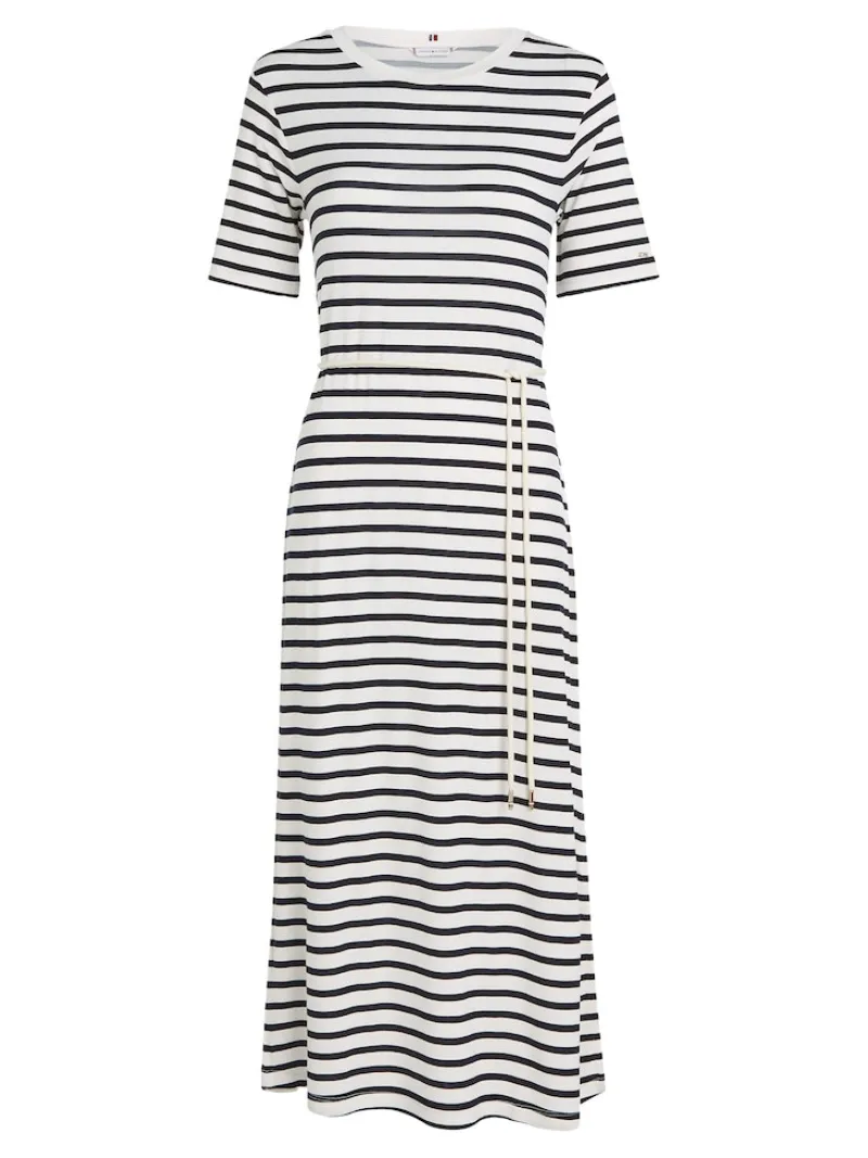 Tommy Hilfiger Kleider*REG STRIPE O-NK MIDI DRS SS breton stp w white- desert sky
