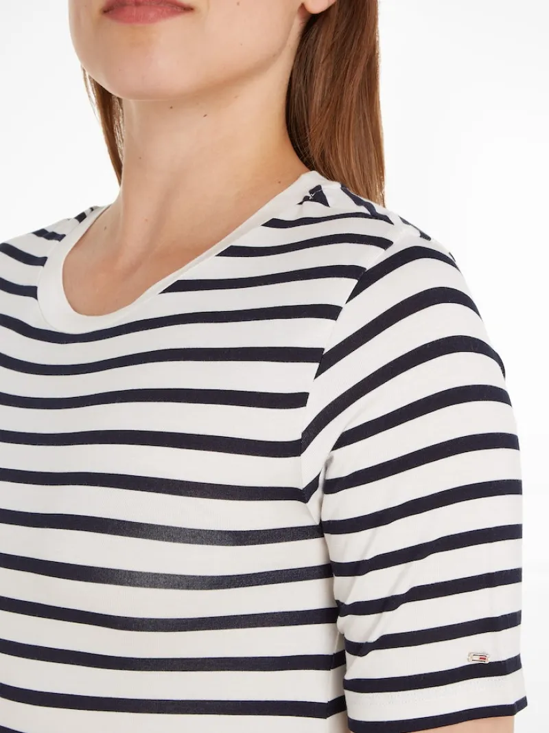 Tommy Hilfiger Kleider*REG STRIPE O-NK MIDI DRS SS breton stp w white- desert sky