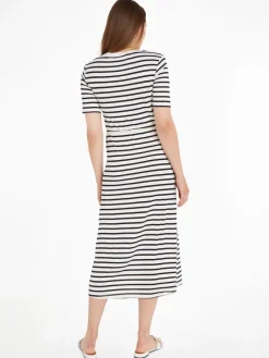 Tommy Hilfiger Kleider*REG STRIPE O-NK MIDI DRS SS breton stp w white- desert sky