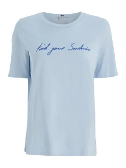 Tommy Hilfiger Shirts*REG SUNSHINE SLOGAN C-NK TEE SS breezy blue