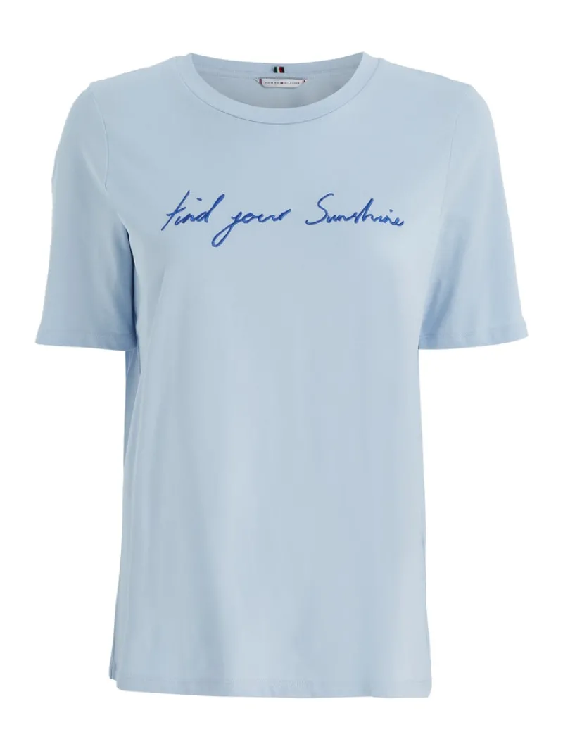 Tommy Hilfiger Shirts*REG SUNSHINE SLOGAN C-NK TEE SS breezy blue