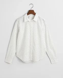 Gant Blusen*Regular Fit Bluse aus Baumwoll-Voile mit Punktemuster eggshell