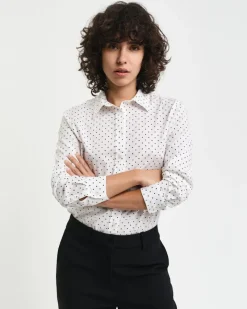 Gant Blusen*Regular Fit Bluse aus Baumwoll-Voile mit Punktemuster eggshell