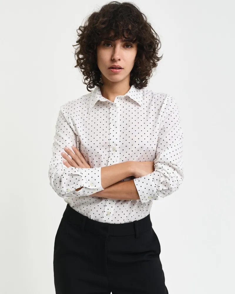 Gant Blusen*Regular Fit Bluse aus Baumwoll-Voile mit Punktemuster eggshell
