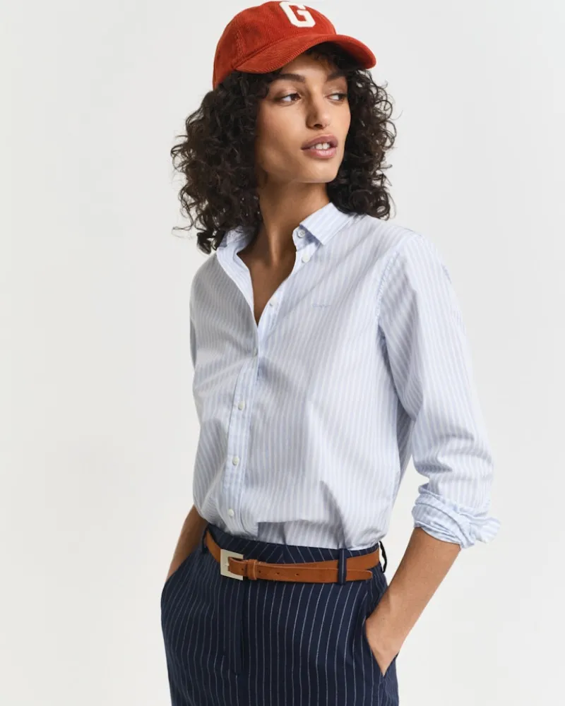 Gant Blusen*Regular Fit Classic Popeline Hemd mit Streifen Light Blue