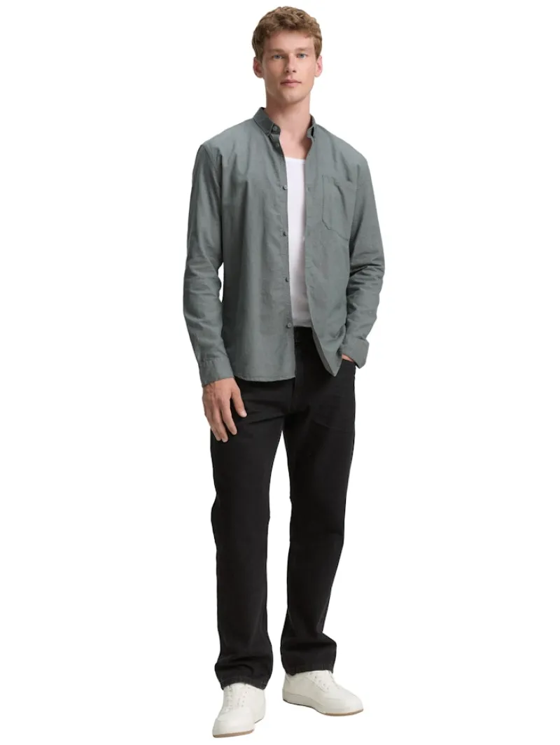 Tom Tailor Denim Hemden*Regular Fit Hemd mit Brusttasche jasper green fine structure