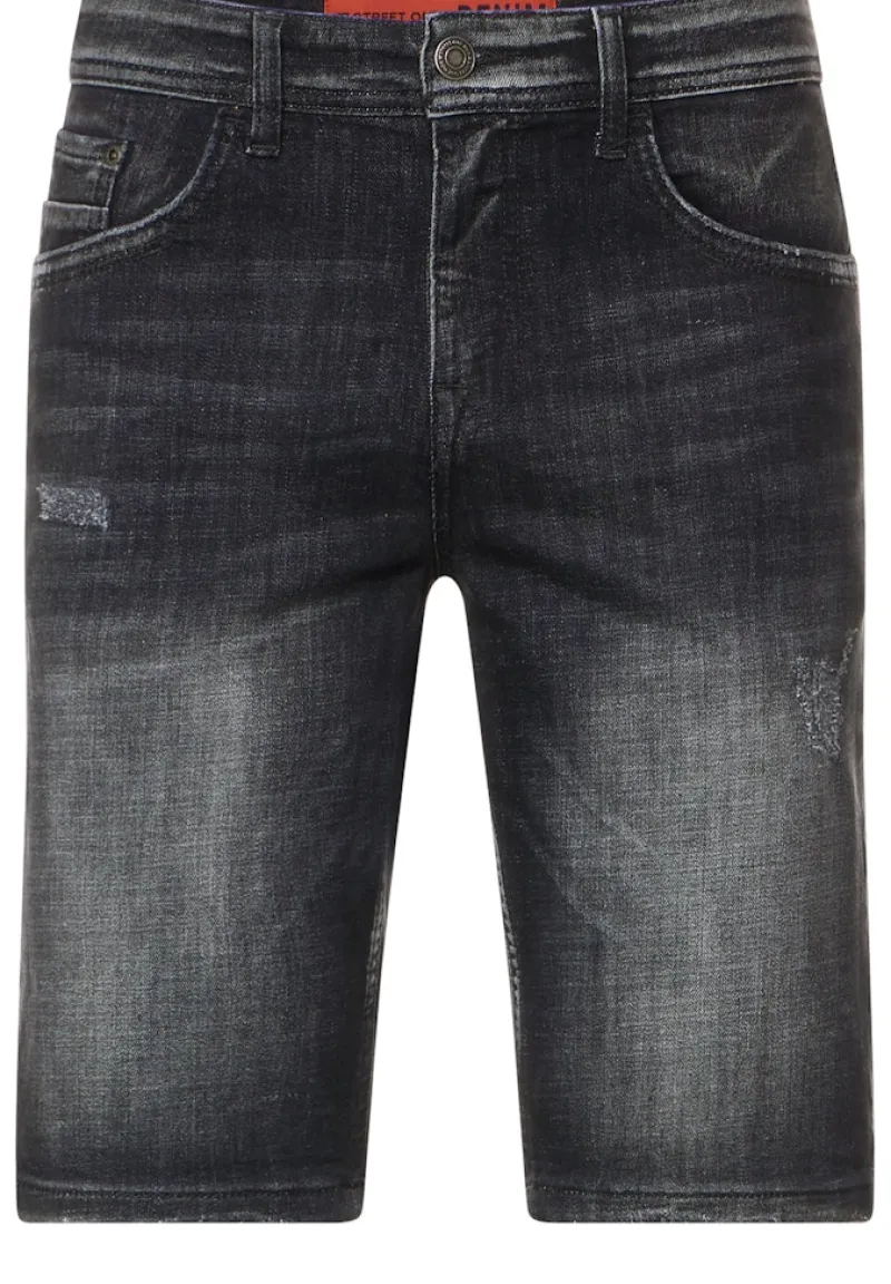 Street One Men Shorts|Big Boys*Regular Fit Jeans Shorts black random wash