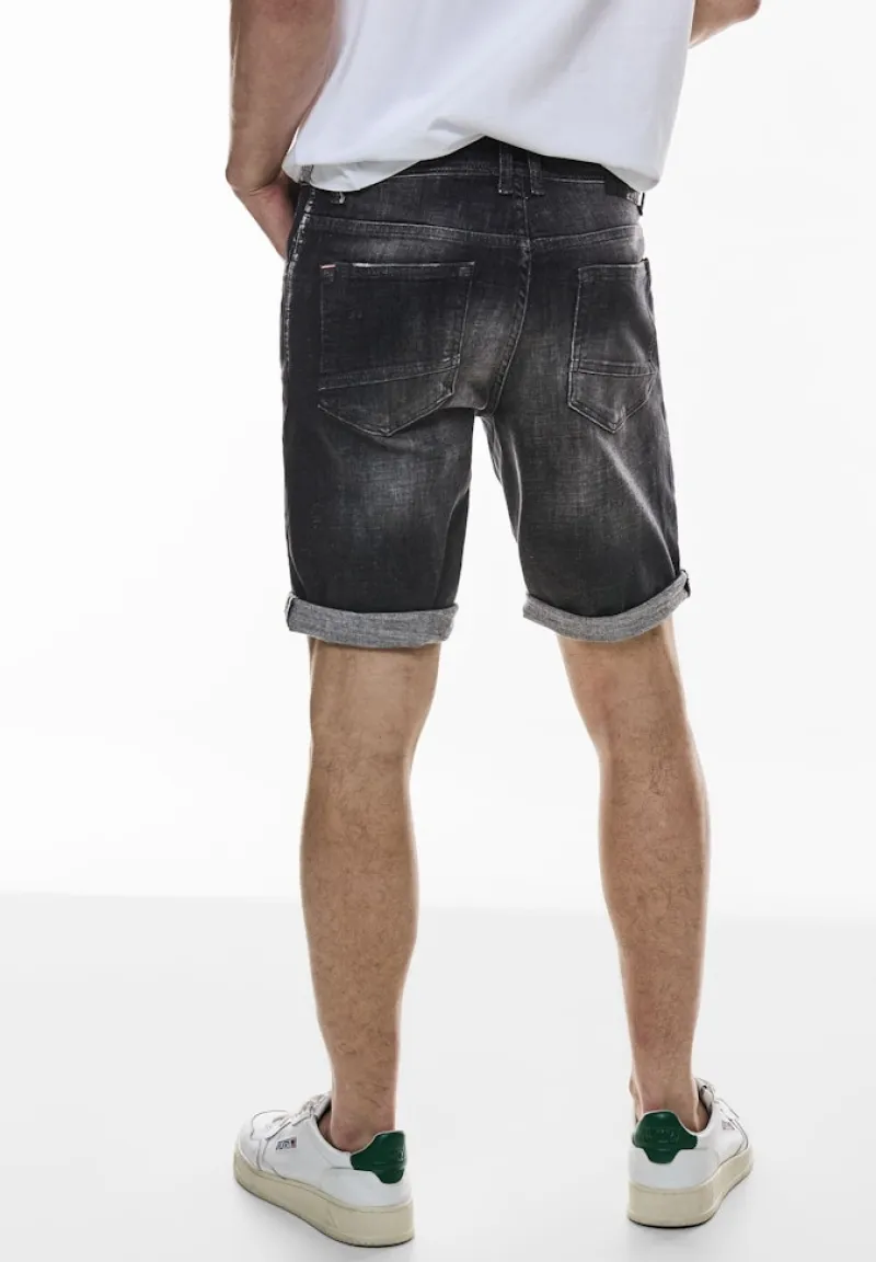 Street One Men Shorts|Big Boys*Regular Fit Jeans Shorts black random wash