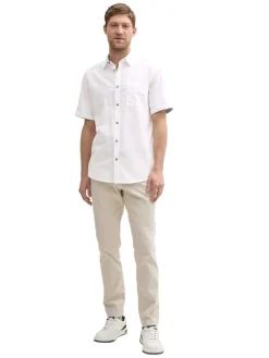 Tom Tailor Hemden|Big Boys*Regular Fit Kurzarmhemd mit Leinenanteil white