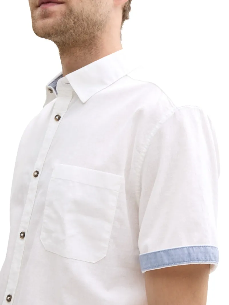 Tom Tailor Hemden|Big Boys*Regular Fit Kurzarmhemd mit Leinenanteil white