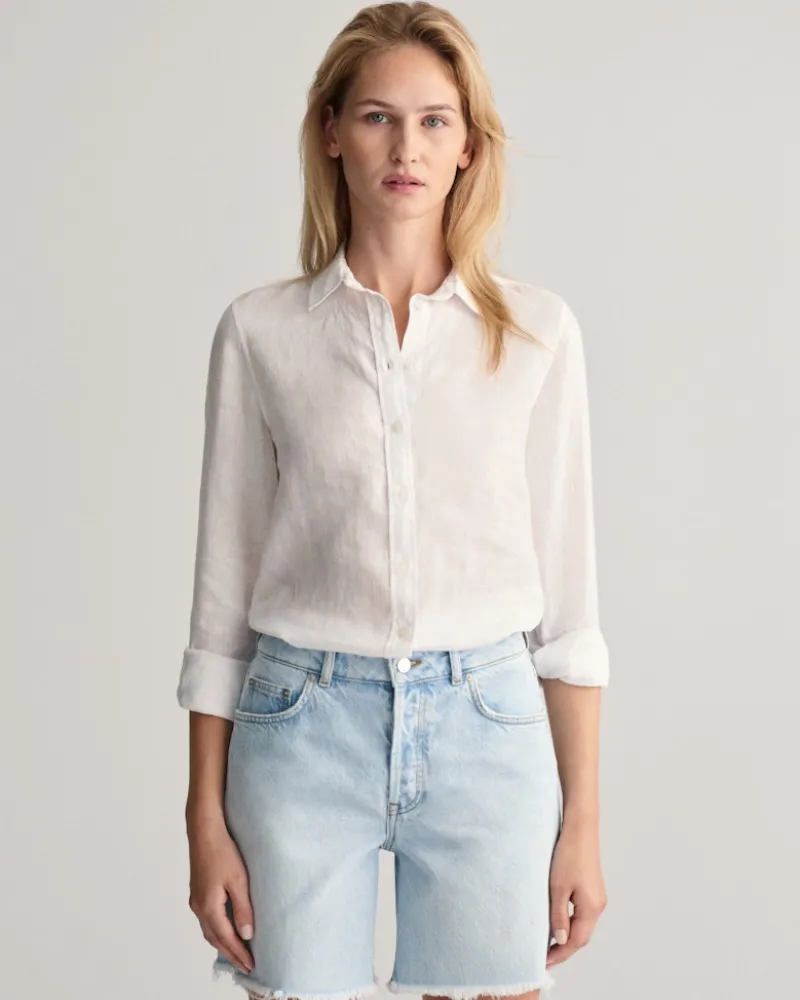 Gant Blusen*Regular Fit Leinen Chambray Bluse white