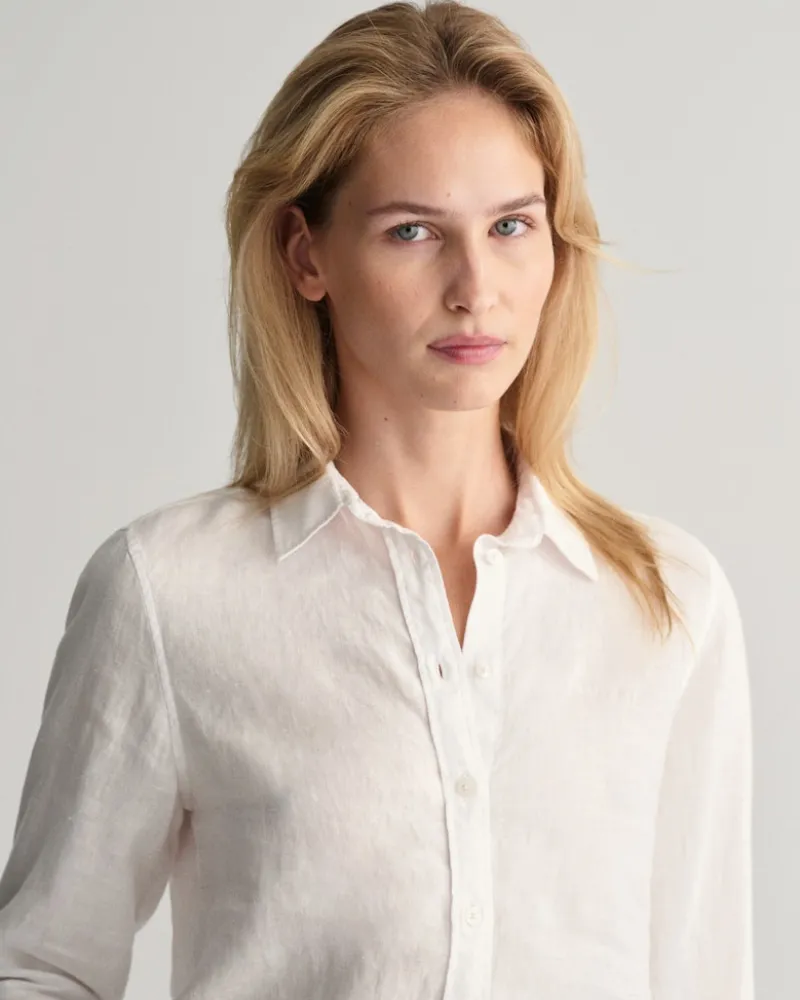 Gant Blusen*Regular Fit Leinen Chambray Bluse white