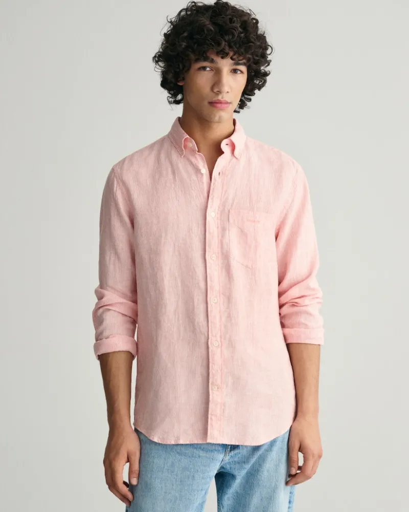 Gant Hemden|Big Boys*Regular Fit Leinen Hemd mit Streifen peachy pink