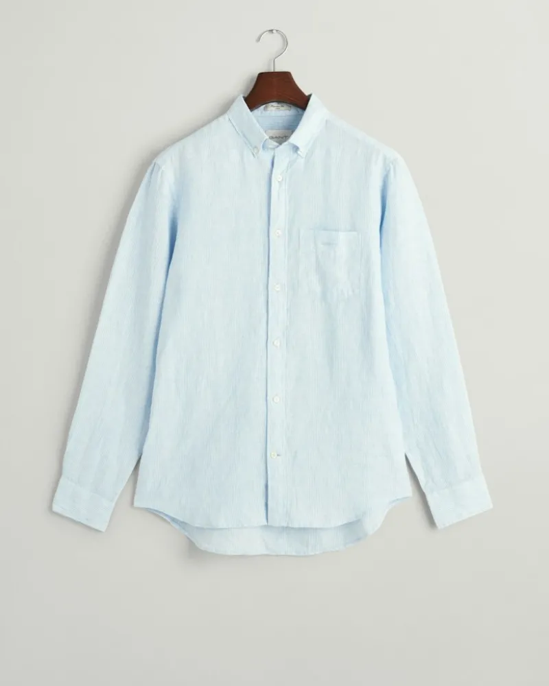 Gant Hemden|Big Boys*Regular Fit Leinen Hemd mit Streifen capri blue