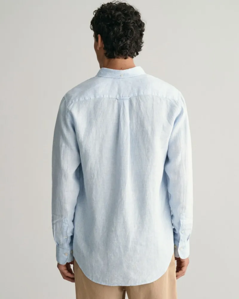 Gant Hemden|Big Boys*Regular Fit Leinen Hemd mit Streifen capri blue