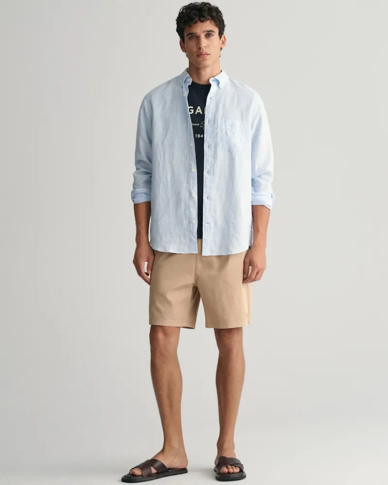 Gant Hemden|Big Boys*Regular Fit Leinen Hemd mit Streifen capri blue