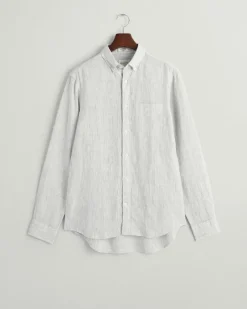 Gant Hemden|Big Boys*Regular Fit Leinen Hemd mit Streifen white