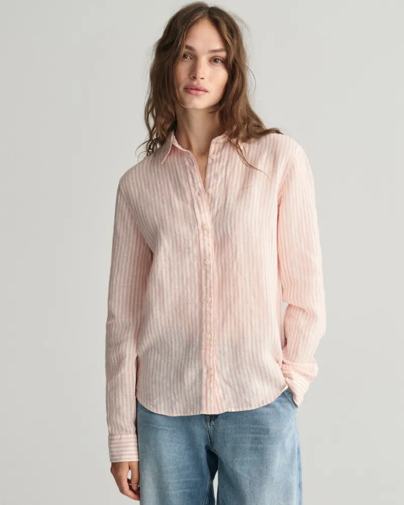 Gant Blusen*Regular Fit Leinenhemd mit Streifen peachy pink