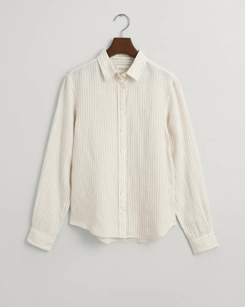 Gant Blusen*Regular Fit Leinenhemd mit Streifen dry sand