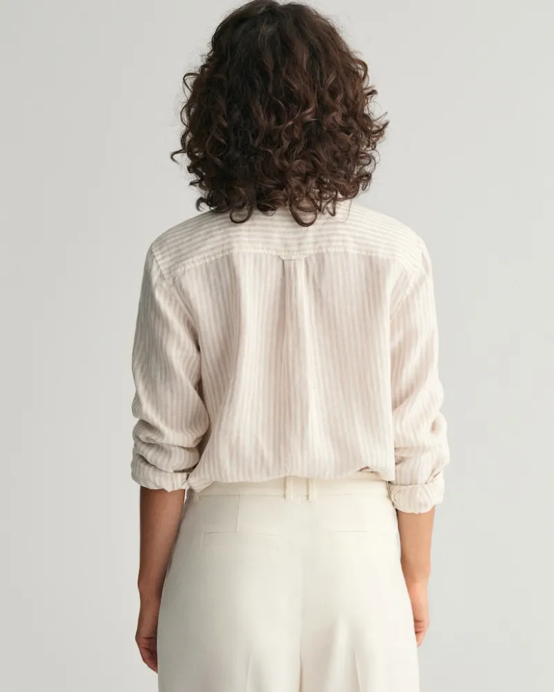 Gant Blusen*Regular Fit Leinenhemd mit Streifen dry sand