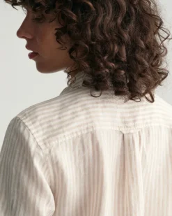 Gant Blusen*Regular Fit Leinenhemd mit Streifen dry sand