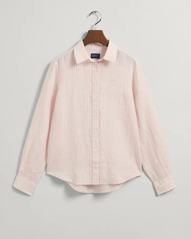 Gant Blusen*Regular Fit Leinenhemd mit Streifen guava orange