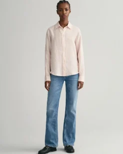 Gant Blusen*Regular Fit Leinenhemd mit Streifen guava orange