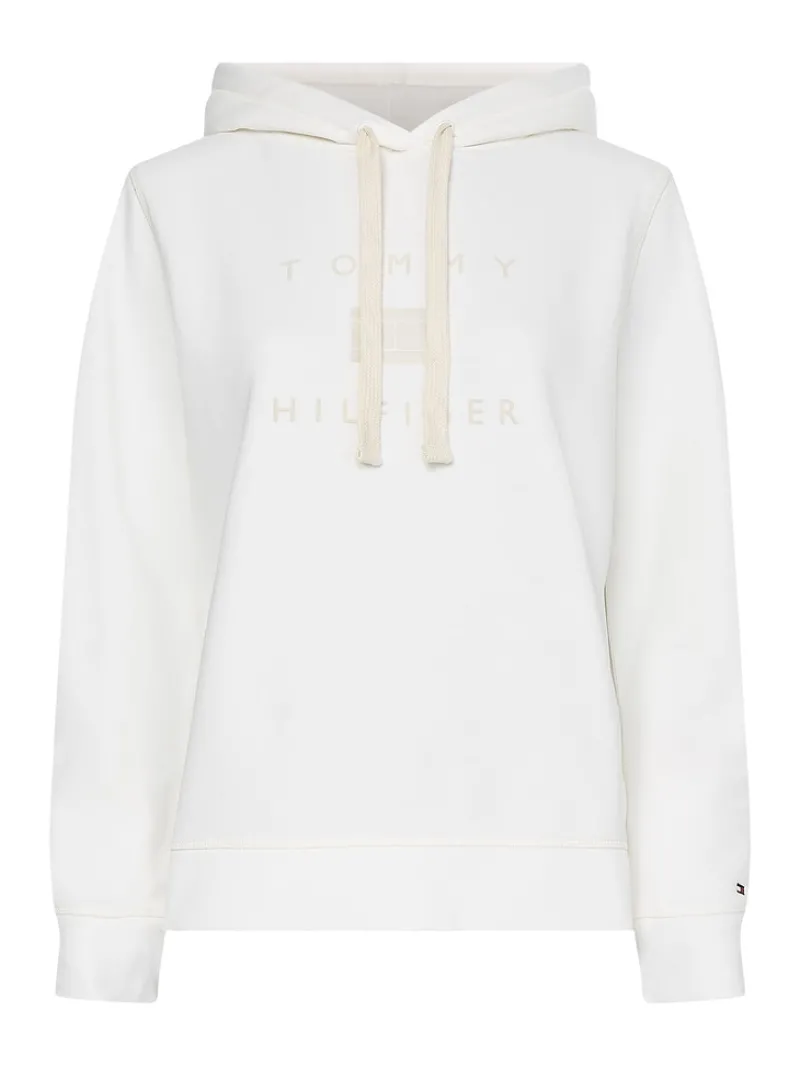 Tommy Hilfiger Pullover & Sweatshirts*REGULAR FLOCK HOODIE ecru