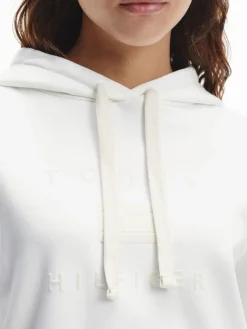 Tommy Hilfiger Pullover & Sweatshirts*REGULAR FLOCK HOODIE ecru