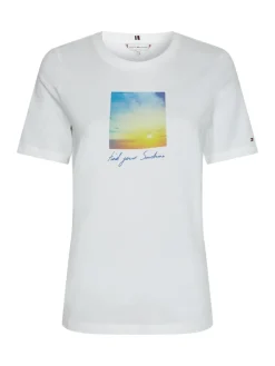 Tommy Hilfiger Shirts*REGULAR PHOTOPRINT C-NK TEE SS white sunshine graphic