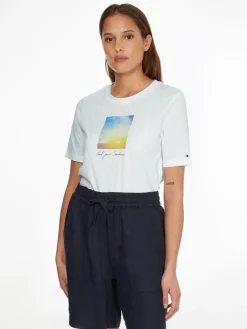 Tommy Hilfiger Shirts*REGULAR PHOTOPRINT C-NK TEE SS white sunshine graphic