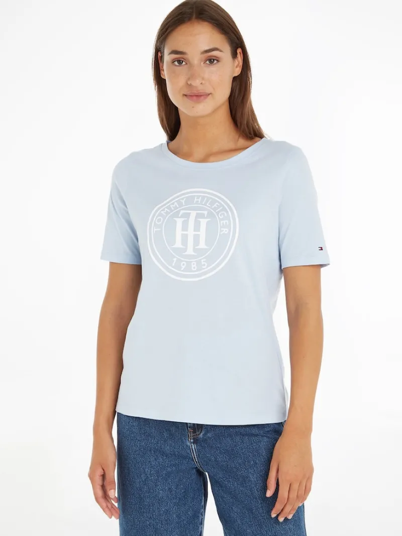 Tommy Hilfiger Shirts*REGULAR TH CIRCLE OPEN-NK TEE SS breezy blue