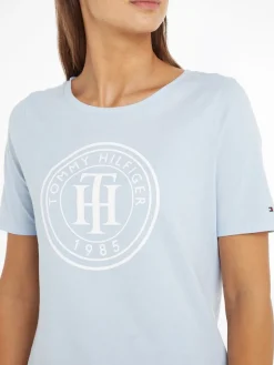 Tommy Hilfiger Shirts*REGULAR TH CIRCLE OPEN-NK TEE SS breezy blue