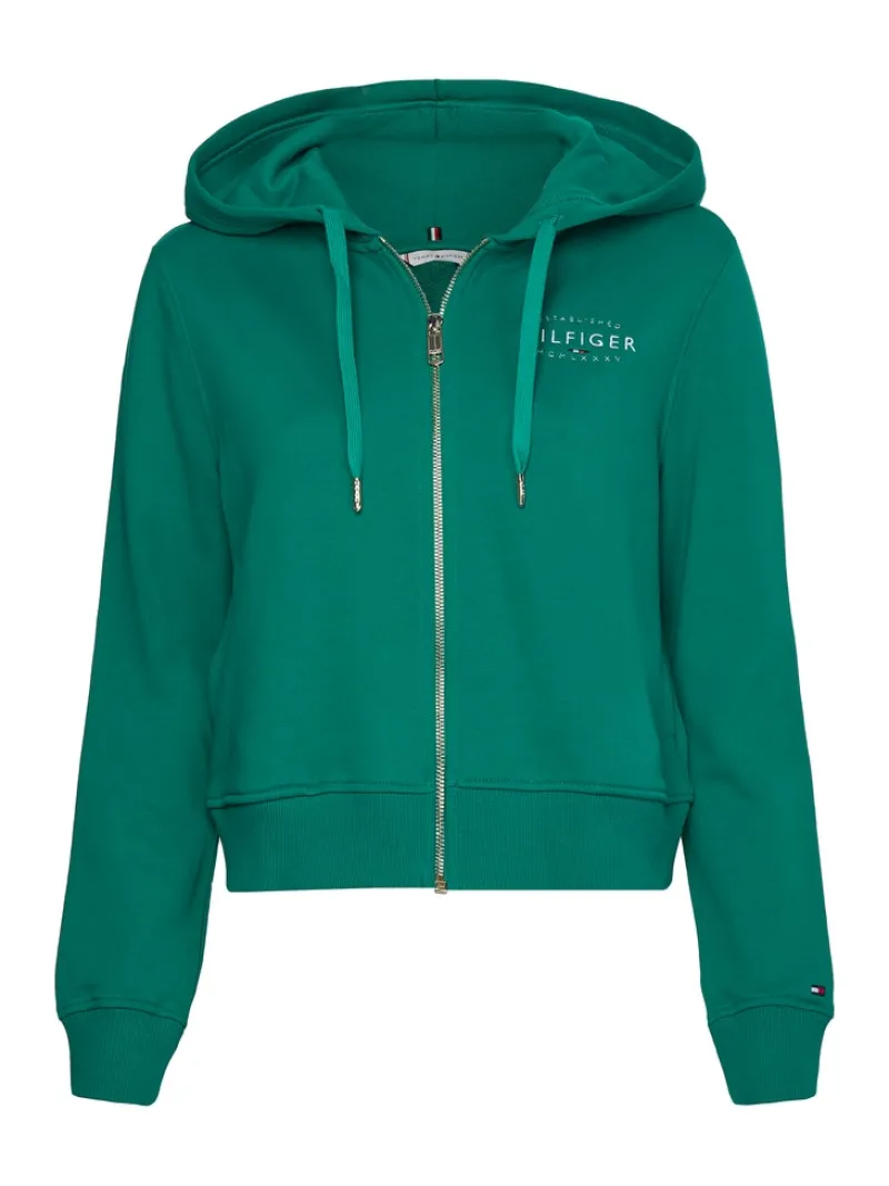 Tommy Hilfiger Pullover & Sweatshirts*Reissverschluss Hoodie mit Tunnelzug-Kapuze courtside green