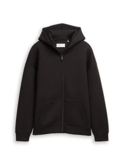 Tom Tailor Denim Pullover & Sweatshirts*Relaxed Fit Hoodie Sweatjacke aus Scuba night watch black