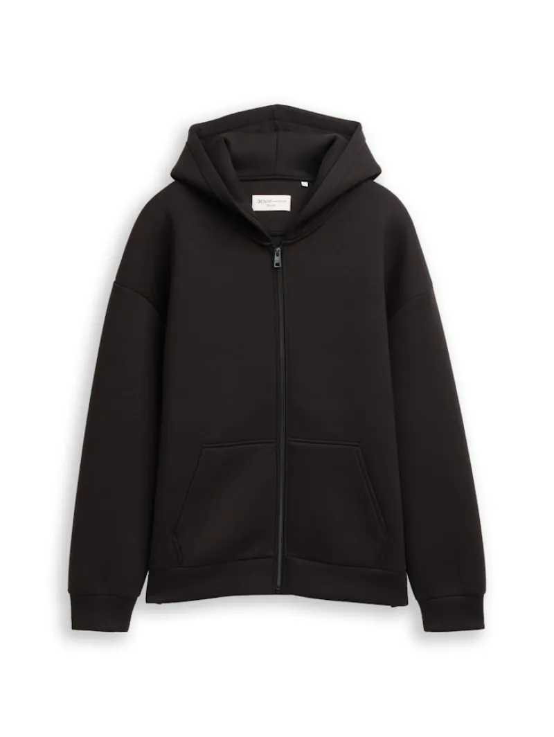 Tom Tailor Denim Pullover & Sweatshirts*Relaxed Fit Hoodie Sweatjacke aus Scuba night watch black